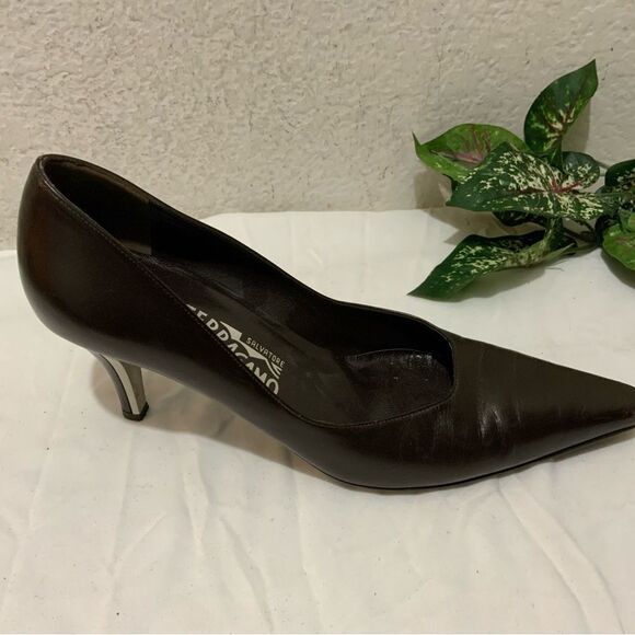Vintage Salvatore Ferragamo brown leather shoes 8.5 2A - Picture 1 of 16